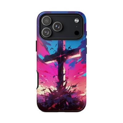 For iPhone / Galaxy / Pixel | Phone Ink Case - Dynamic Christian Cross Sunset