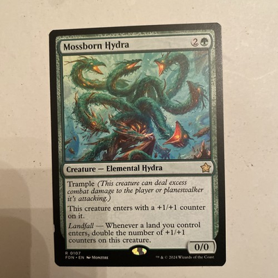 #ad Mossborn Hydra FDN Foundations mtg NM magic the gathering #107 $16.00