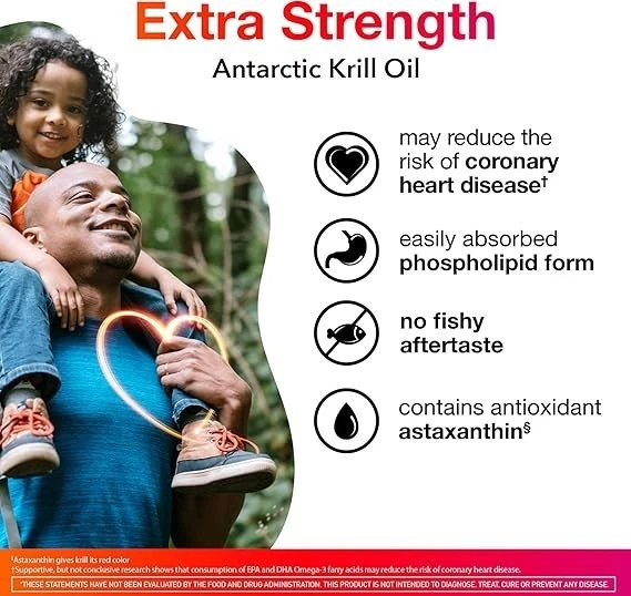 2 упаковки — рыбий жир MegaRed Omega-3 + масло криля 500 мг | 80 гелевых капсул каждая лучшая продажа - Изображение 3 из 4