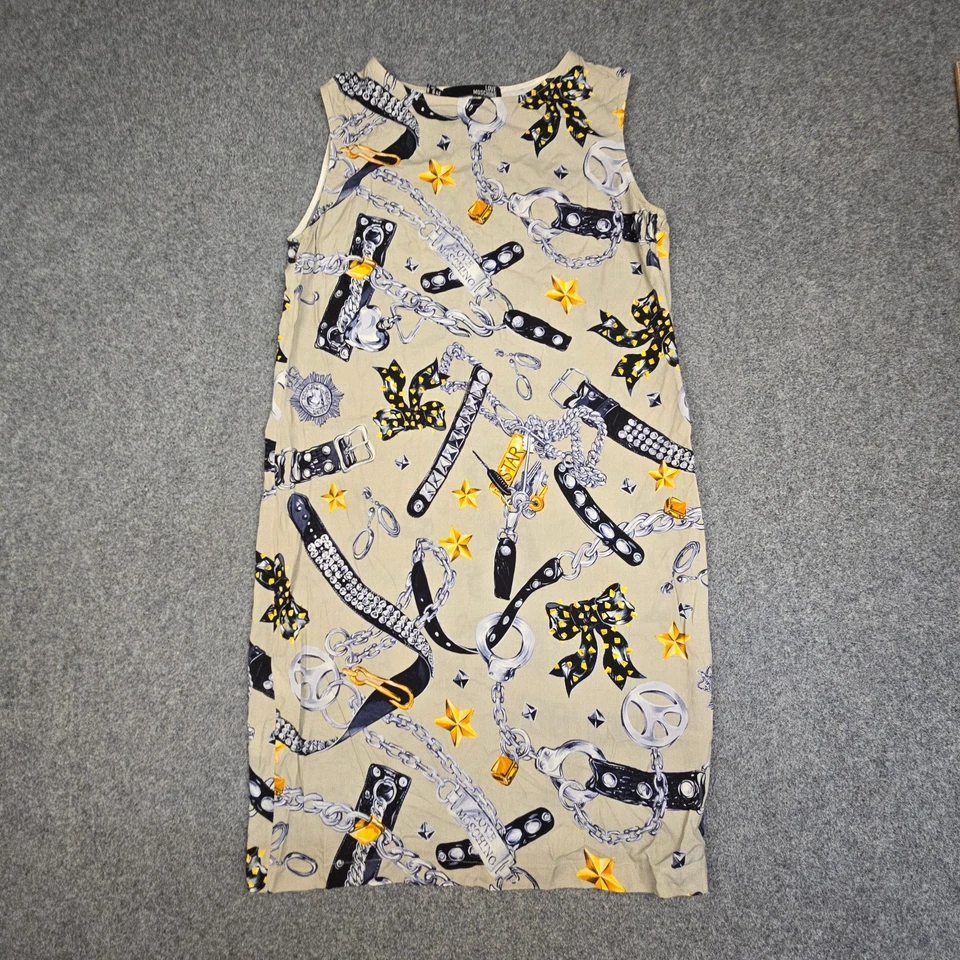 Love Moschino Dress Womens 6 beige all over print casual midi tank dress Size 6 - Image 2 of 4