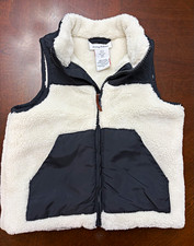 Tommy Bahama Toddler 2T Ivory/Black Sherpa Fleece Vest Full Zip Pockets