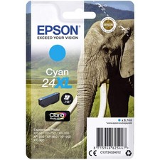 Epson 24XL Cyan Elephant High Yield Genuine, Claria Photo HD Ink Cartridge, XL