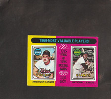 1975 Topps Mini MLB # 207  1969 MVP/Killebrew/McCovey