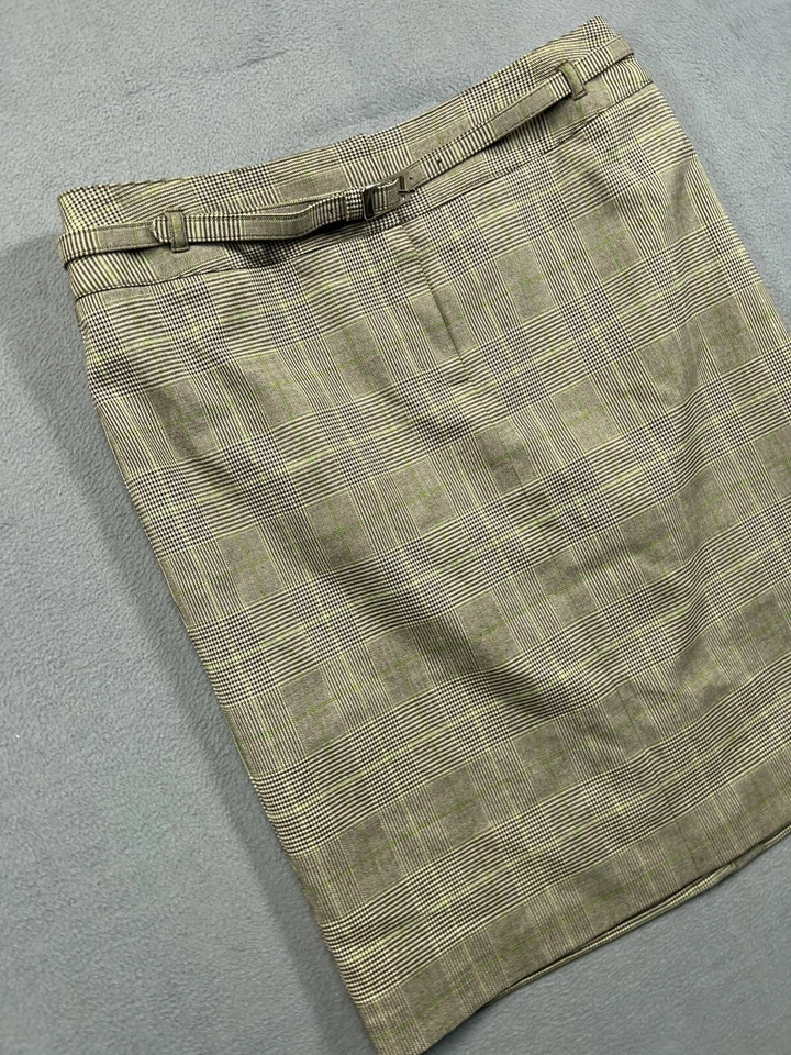 Falda Josephine Mujer 12 Marrón Lápiz a Cuadros Recto Cinturón Forrado Trabajo Informal 1 Foto 2 de 4