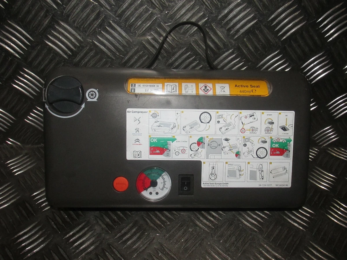 PEUGEOT CITROEN ACTIVE TOOLS TYRE COMPRESSOR INFLATOR KIT