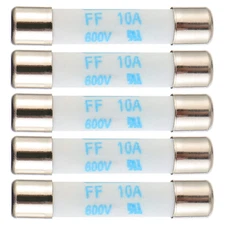 BOJACK Multimeter Fuse 10A - 600V DC Fast Acting Ceramic 6.3x32mm (Pack of 5)