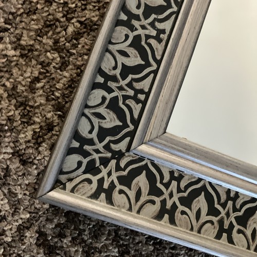 Set di 3 set cornice quadrata in plastica grigia ornata decorazione parete specchio - Foto 7 di 9