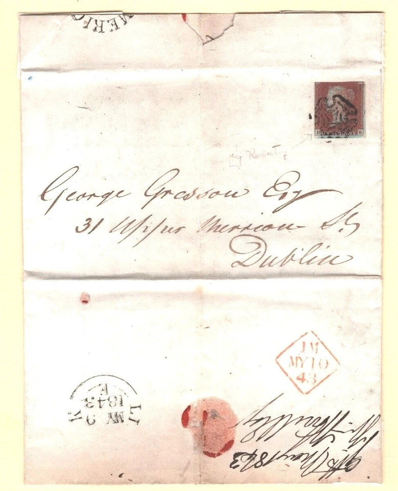 GB IRELAND MALTESE CROSS Cover LIMERICK MX CDS 1d Red 1843 SG.Cat £1,500- JL89 - Image 2 of 4