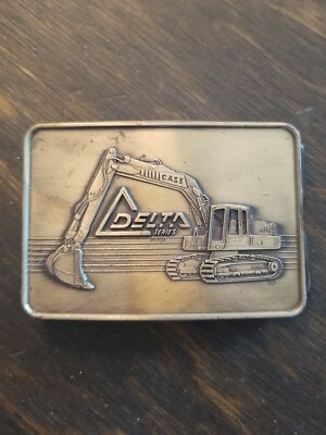 J I Case Construction Delta Crawler Excavator Brass Belt Buckle 1986 Ltd Ed