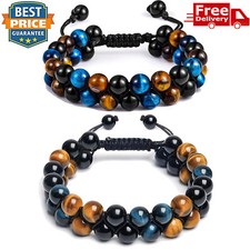 Triple Protection Blue Tiger Eye Black Agate Hematite Energy Healing Bracelets