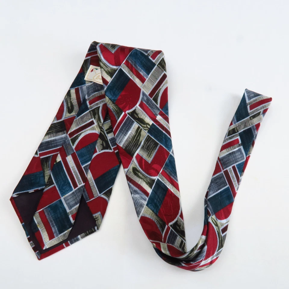 Corbata Arnold Palmer Para Hombre Rojo Azul Multi Abstracto Estampado Geométrico Seda 58x3.75 Foto 4 de 4