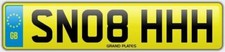 POSH SNOB NUMBER PLATE SN08 HHH CHERISHED CAR REG HHH SNOBS SNOBBY UP YOURSELF