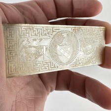 Antique Armorial Chinese Mother Of Pearl Gaming Counter Hand Carved 7cm #12