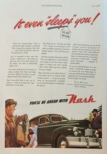 1946 Nash motors black car Vintage Ad it even sleeps you