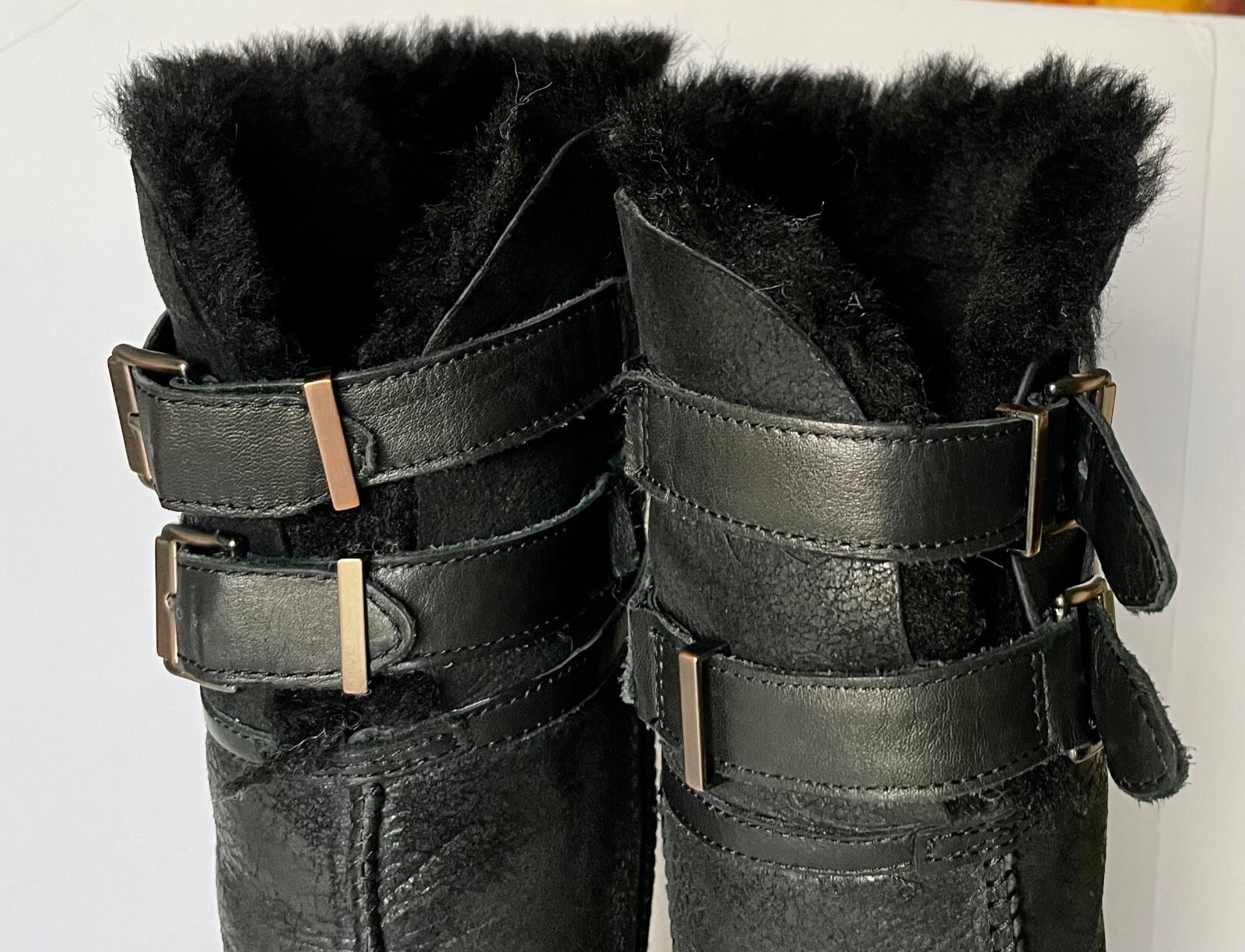 UGG DEVANDRA BLACK LEATHER BOMBER OVER THE KNEE WOMEN BOOTS SIZE US 5 image 5