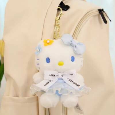 HELLO KITTY Collectors' Mascot キーホルダー Sanrio Hello Kitty Blue Flowers KT Mascot Plush Keychain Dangler