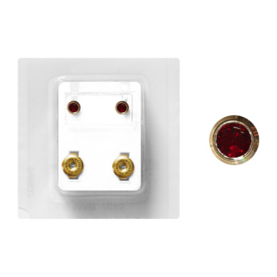 1 Paar Medizinische Ohrstecker Studex vergoldet Zarge mit Stein in dunkelrot 4mm