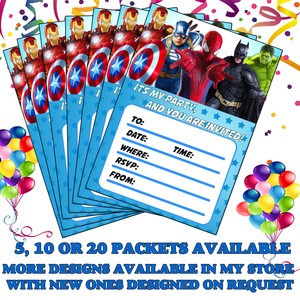 childrens superhero party invites birthday invitations boys girls superhero birthday invitations