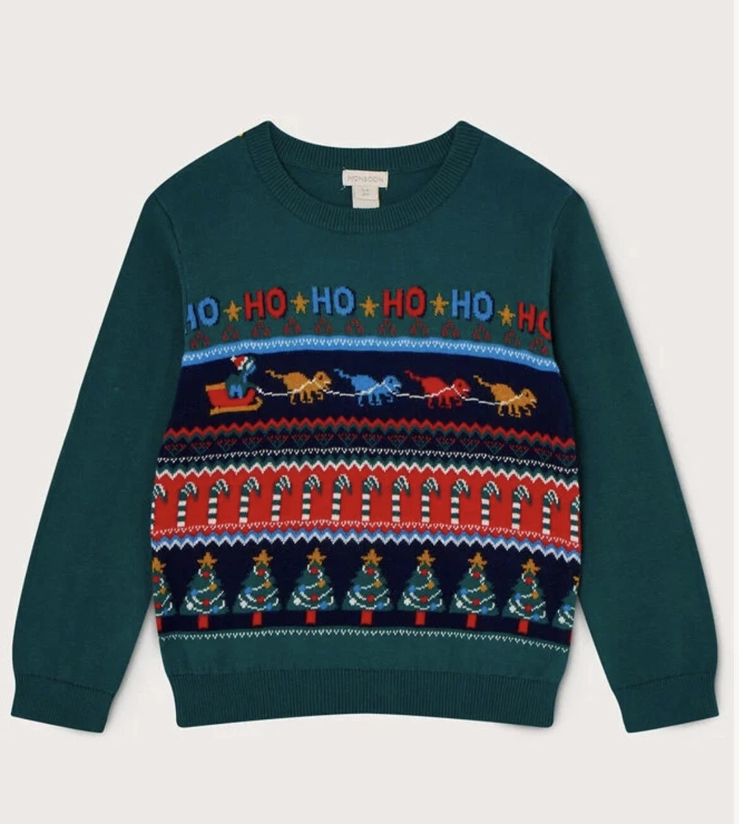 Dinosaur christmas jumper boys hot sale