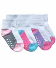 Jefferies Socks Baby Girls Non-Skid Colorful White Cushion Ankle Socks 3PK