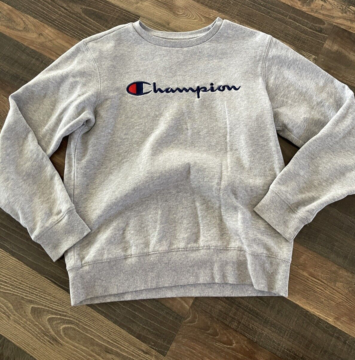Champion Youth Size L Gray Athletic Pullover Crewneck Sweatshirt-image