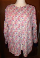 Crest Ladies Multi Color Filigree Pattern Uniform Scrub Medical Top Size Medium
