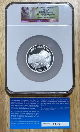 2012 P Australia Koala $8 5 Oz Silver NGC PF70 Ultra Cameo First Releases ARCMM