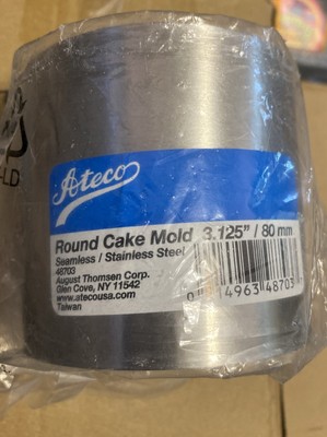 Ateco Round Cake Ring Dessert Mold, 3'' High x 3.125'' Diameter, Stainless Steel