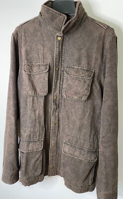 SLATE & STONE, MEN'S M, BROWN PRINT FIELD ANORAK JACKET