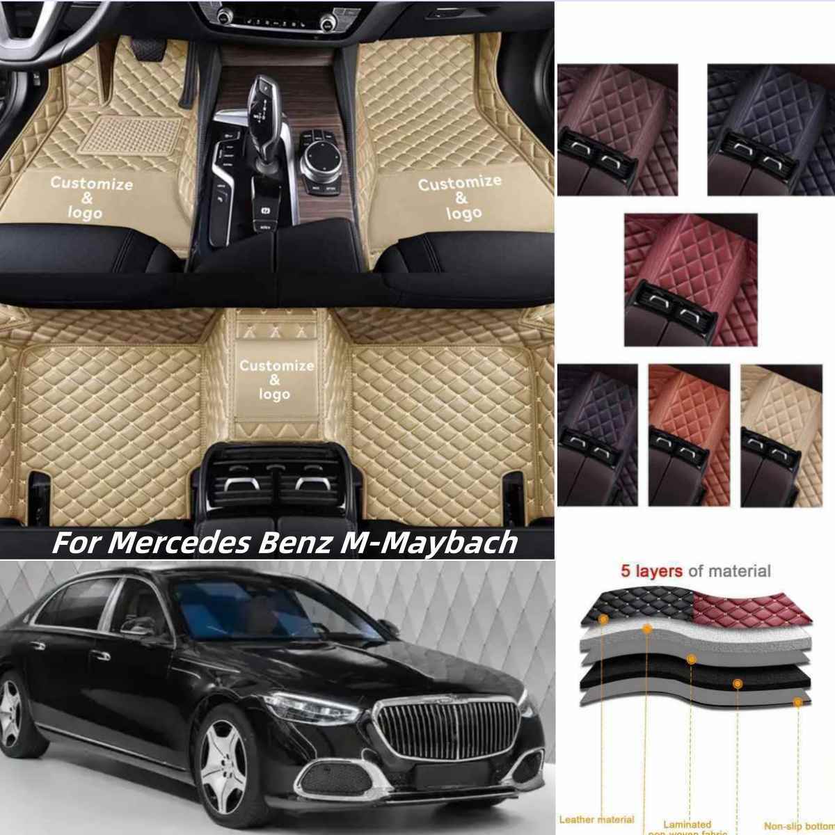 For mercedes benz m-maybach car floor mats auto full covered luxury waterproof