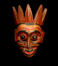 Maschera Diavolo Demone in Legno 6 Pollici Artigianale Unica dallo Sri Lanka | Tradizionale