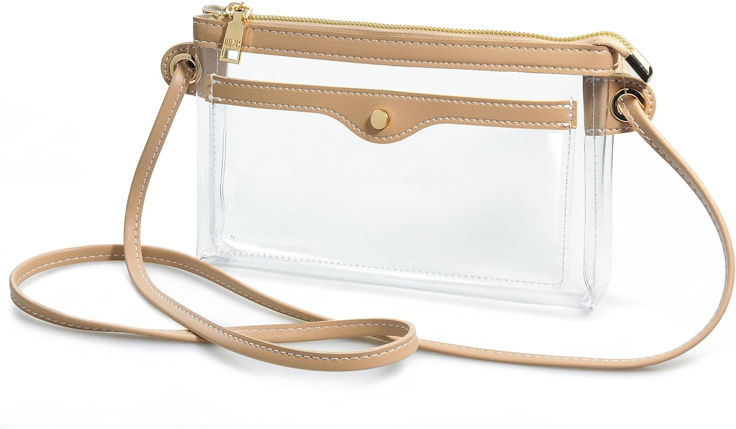 Women's Clear PVC Crossbody Bag with Vegan Leather Trim