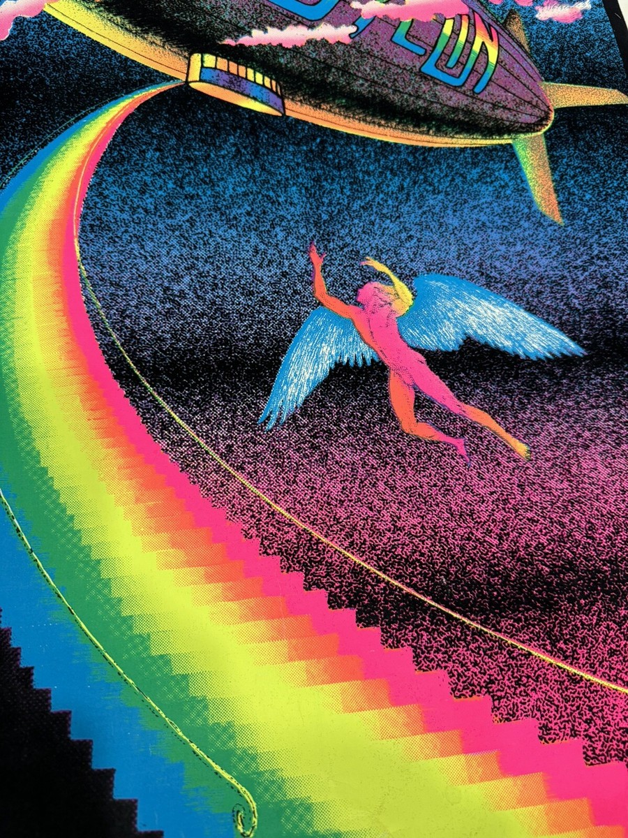 Vintage Led Zeppelin Stairway to Heaven Flocked Velvet Blacklight