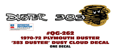 QG-262 1970 1972 PLYMOUTH DUSTER - DUSTER 383 CLOUD - TAIL PANEL DECAL - ONE