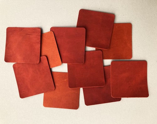 Mix Shades Leather Coasters Square 10x10 cm. Set of 10 pcs. Has a natural marks - Picture 5 of 13