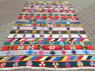 Antique Kelim, Area Rugs, Vintage Turkish Kilim, Large Teppiche, Carpet 74''x123''