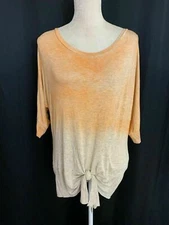 Dolan Anthropologie Womens Orange Beige Ombré Long Sleeve Top T Shirt Small