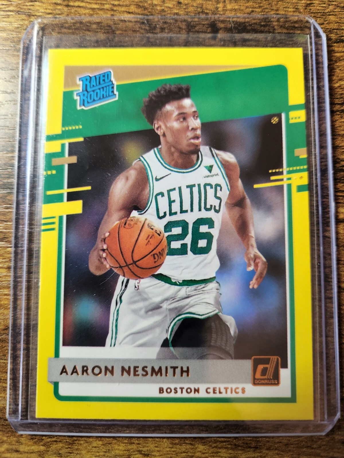 2020-21 Donruss Aaron Nesmith Yellow Flood Rated Rookie RC #232 Boston Celtics