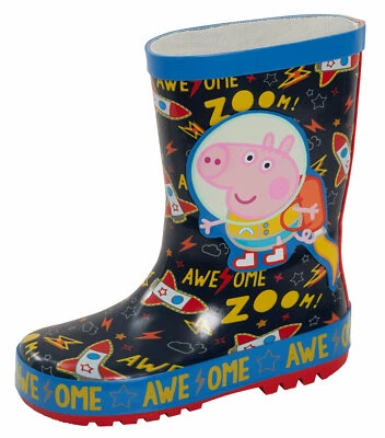 Peppa Pig George Pig Space Astronaut Rubber Wellington Boots Kids Snow Wellies