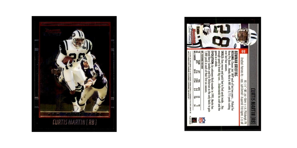 2001 Bowman Chrome Curtis Martin Football Cards #99 - Image 3 of 3