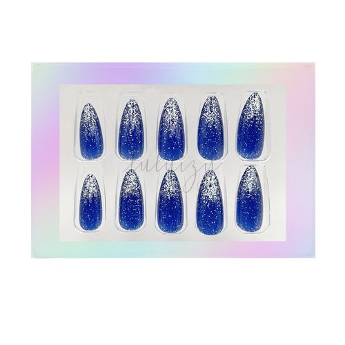 Luluizy Reusable Press On Nails Almond Long Sparkle 24 Nail Tips 5 Accessories - Picture 3 of 7