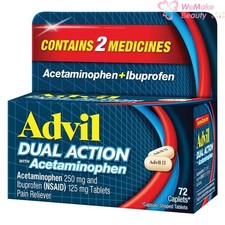 Advil Dual Action With Acetaminophen Pain Reliever 72 Caplets New In Box