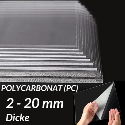 Polycarbonat PC Platte Zuschnitt Scheibe farblos vers. 2-20mm Stärke Klar Platte - Bild 1 von 4