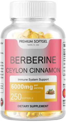 250 Softgels Berberine with Ceylon Cinnamon 5000mg   250 Servings