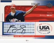 2004 USA Baseball 25th Anniversary Signatures Black Ink #SEAY Bobby Seay /360