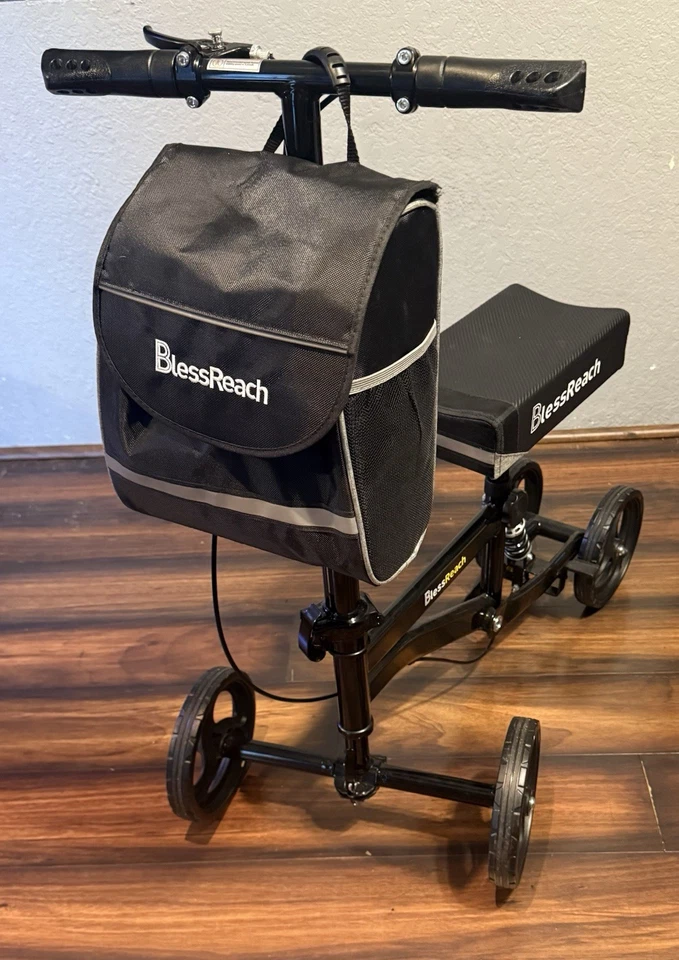 BlessReach lenkbarer Knie Walker Roller schwarz ALL TERRAIN MIT Bremsen & Tasche
