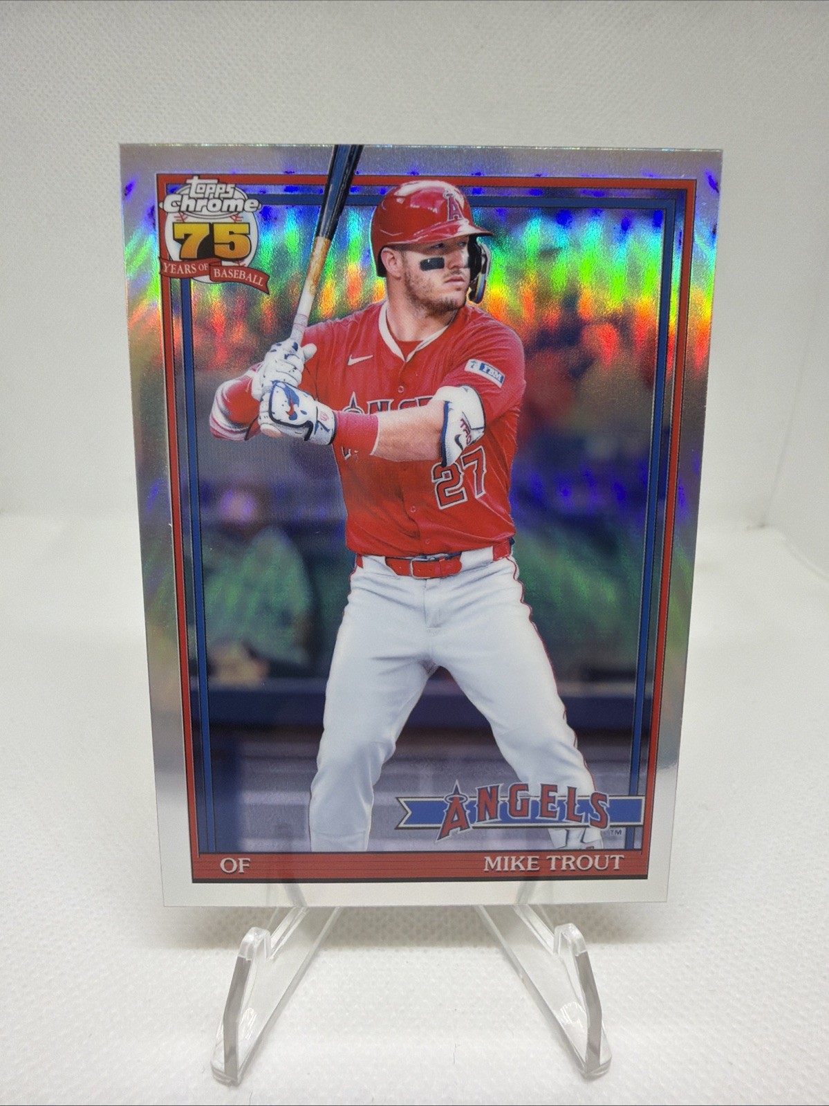 Mike Trout 2026 Topps Chrome Refractor 75 Years of Baseball 91CB-6 Angels