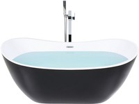 Edle Acryl Badewanne Oval Freistehend Schwarz Mit ÜBerlauf 170 X 77 Cm Antiqua