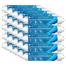 1 to 25 Pack 2" x 10" Carbon Post GAC Inline Water Filter, 3/8" OD Quick Connect