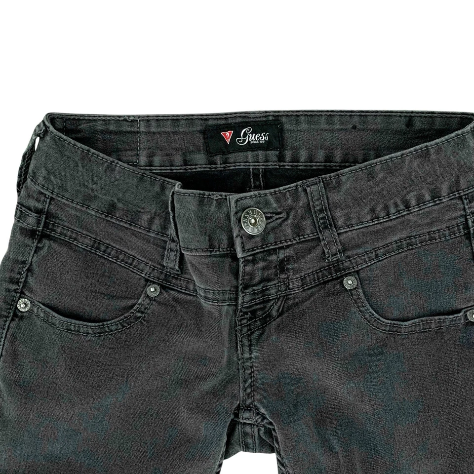 Guess 25 Charcoal Grey Denim Zipper Ultra Low Rise Y2K 00s Grunge Glam Capri’s - Image 3 of 4